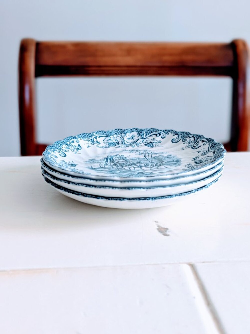 VTG Set of 4Johnson Bros Coaching Scenes 5.75" Plates Blue Ironstone England - Picture 7 of 7